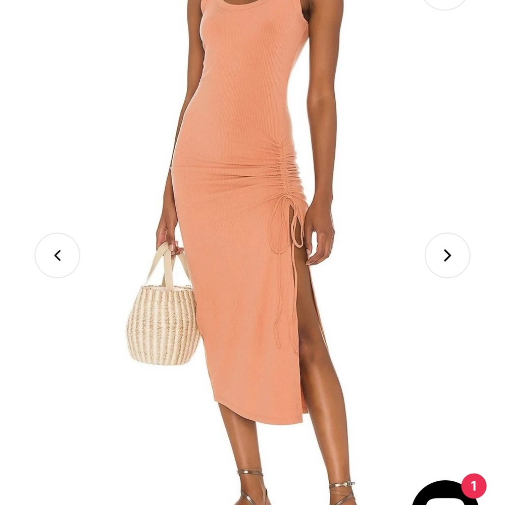 L*Space Orange Pink Sleeveless Bodycon Midi Dress